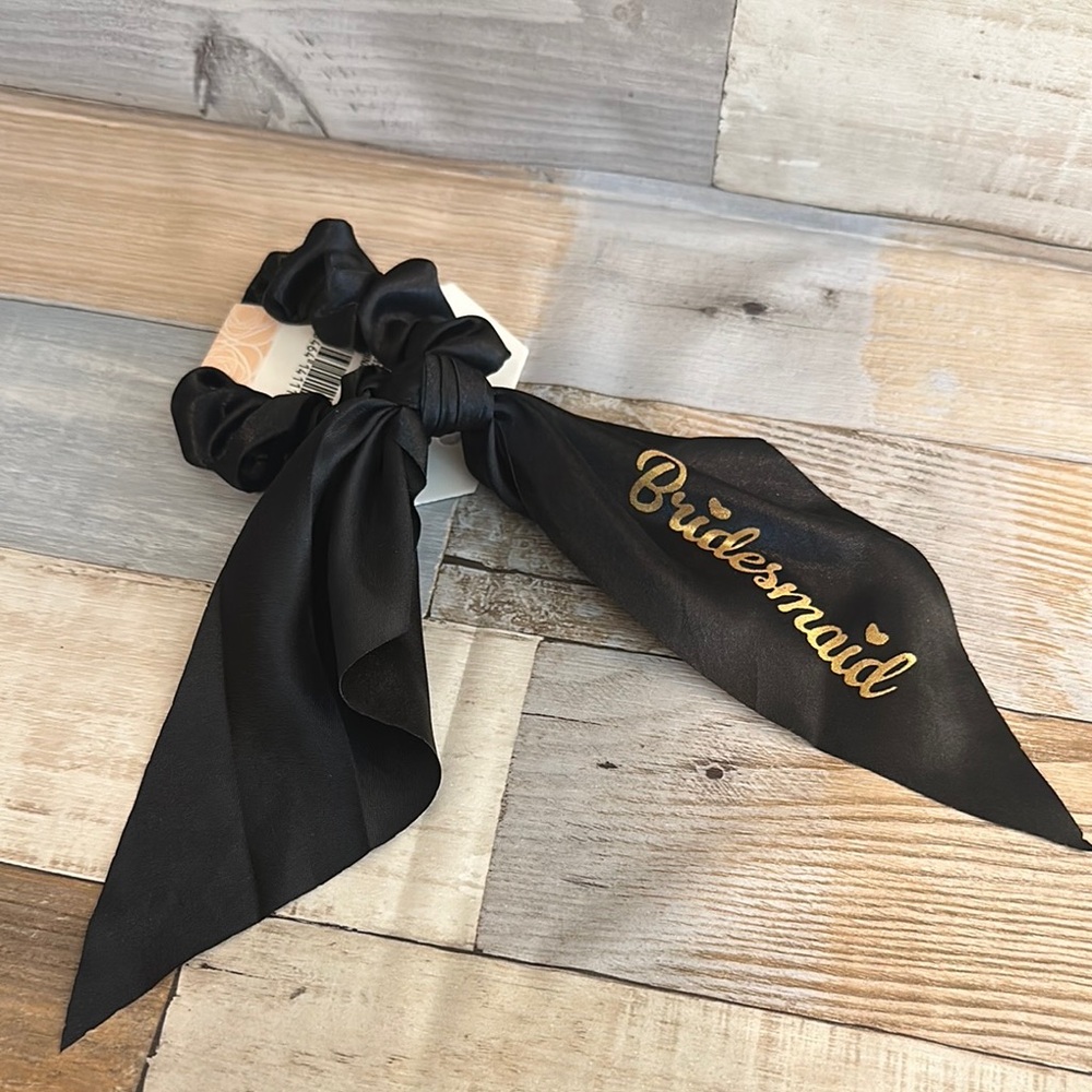 Black Bridesmaid Hair Scrunchie
